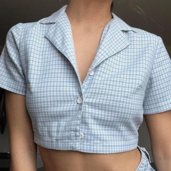 Blue plaid vivian shirt - Picture 1 of 9